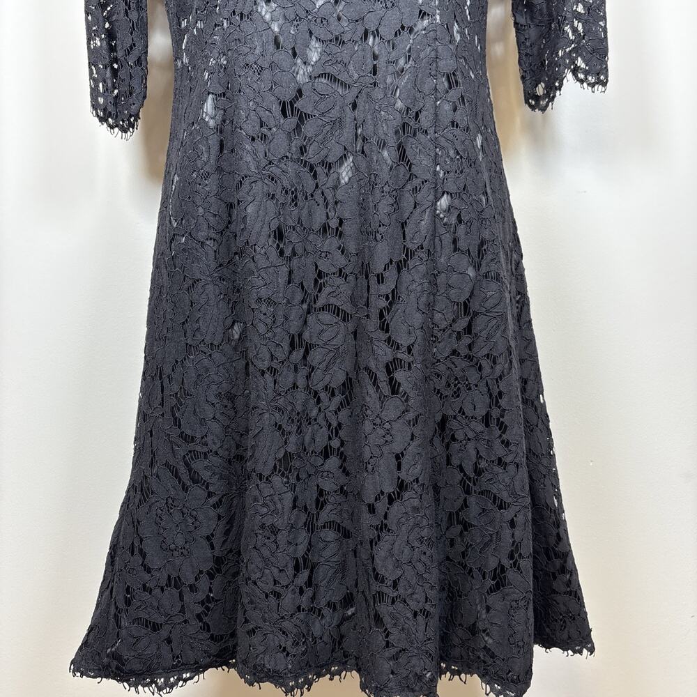 Eliza J Sheer Lace Overlay Black Cocktail Dress Sz 2 LBD Lined Goth Witchy - Picture 8 of 16